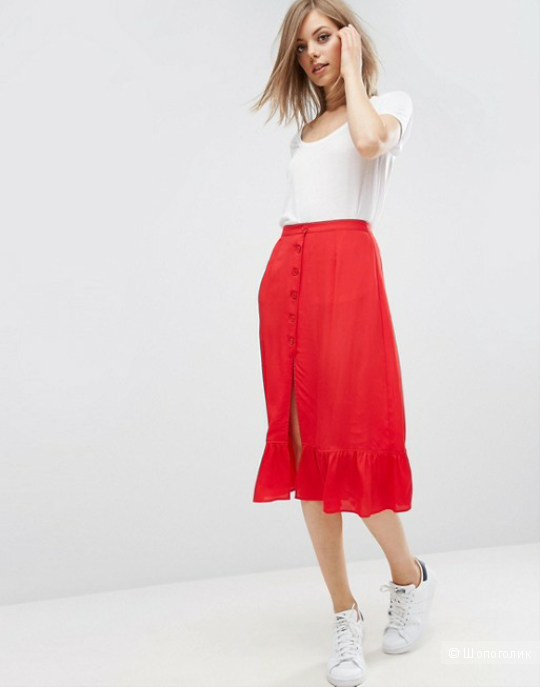 Юбка ASOS Button Through Midi Skirt with Frill Hem UK 8