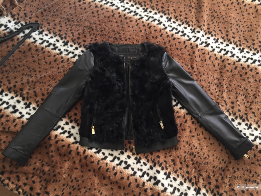 Кожаная куртка Zara с мехом козлика