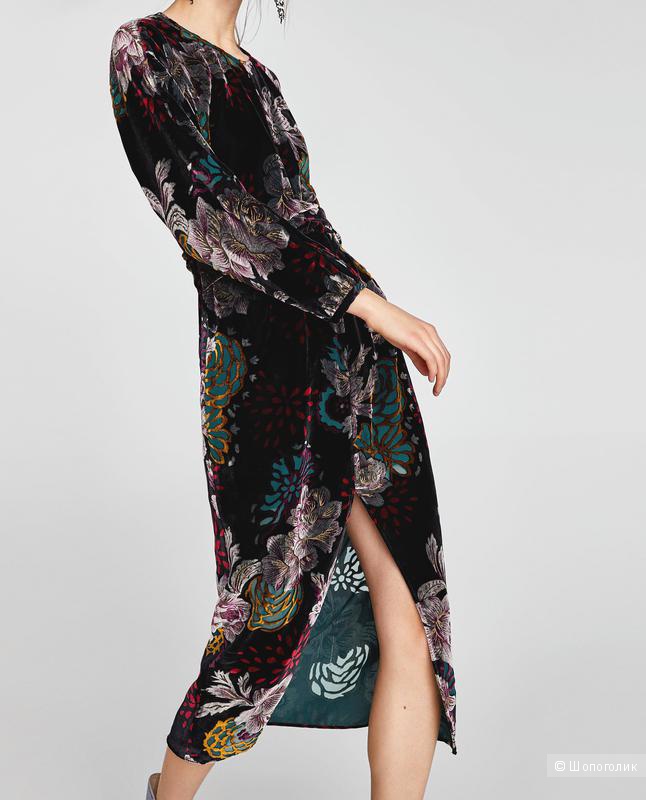 Бархатное платье Zara XS