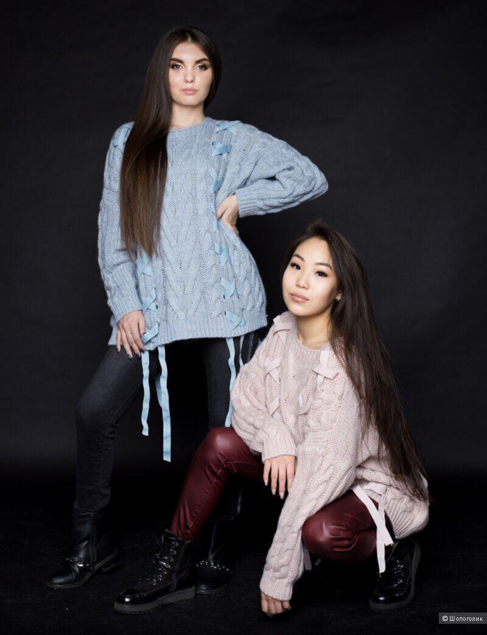 Свитер с косами DINS TRICOT, oversize
