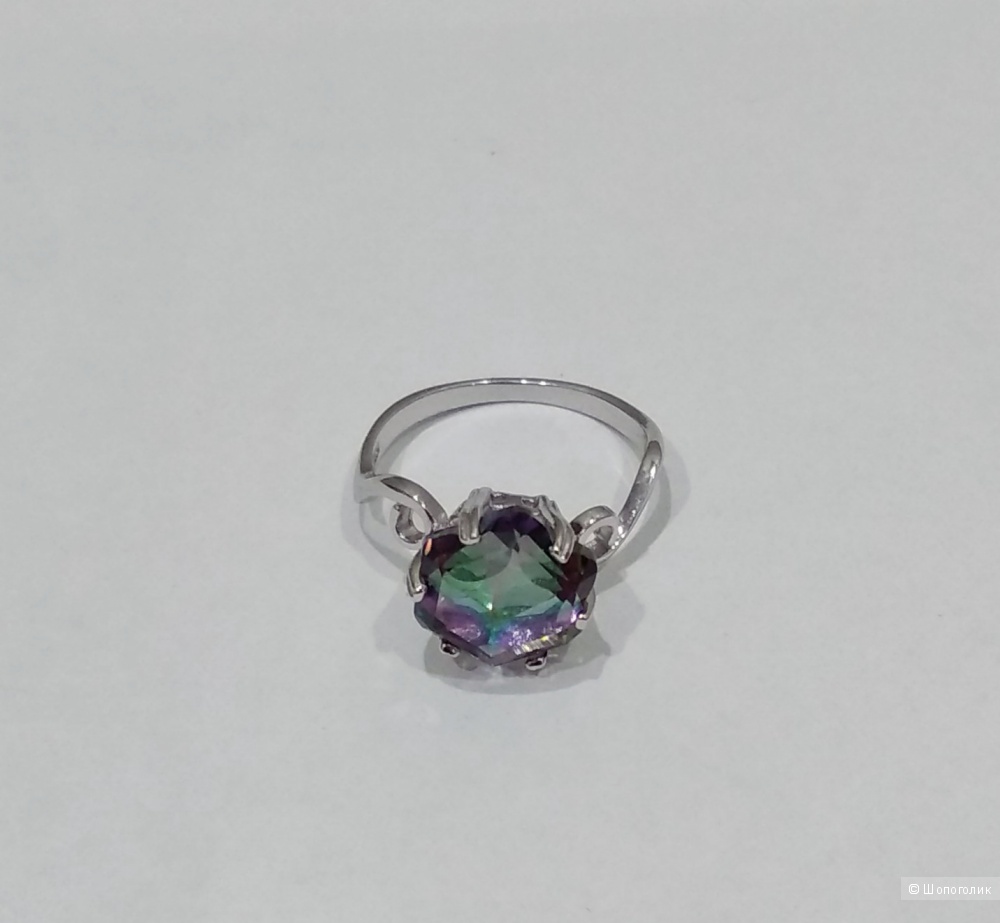 Кольцо-перстень, серебро 925, топаз 5,7 карат, размер 17-18