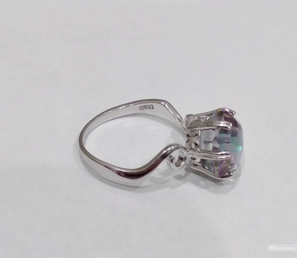 Кольцо-перстень, серебро 925, топаз 5,7 карат, размер 17-18