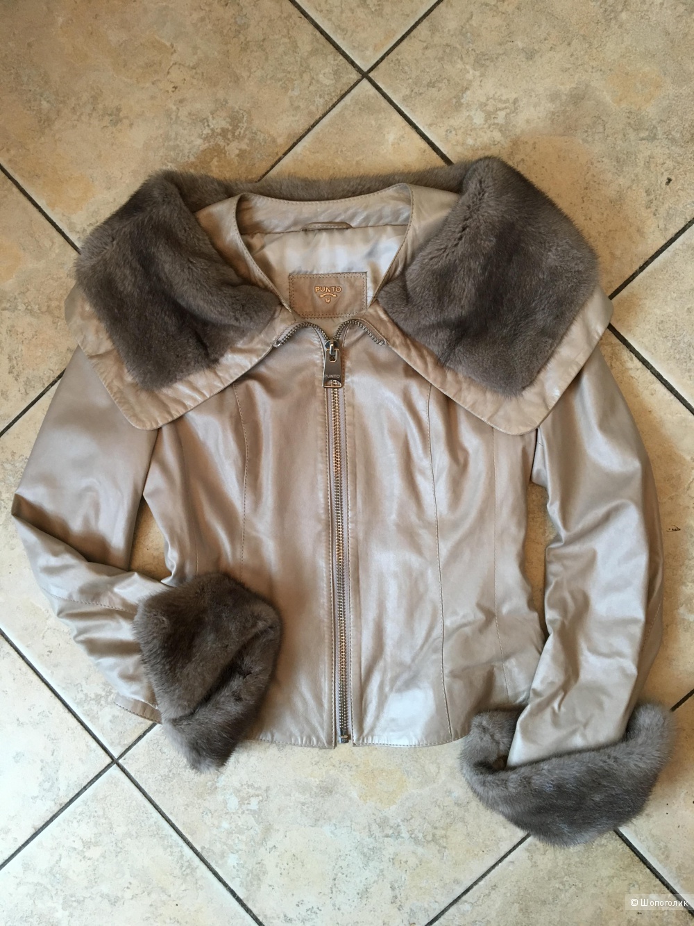 Кожаная куртка с мехом норки Punto, размер D34/IT40
