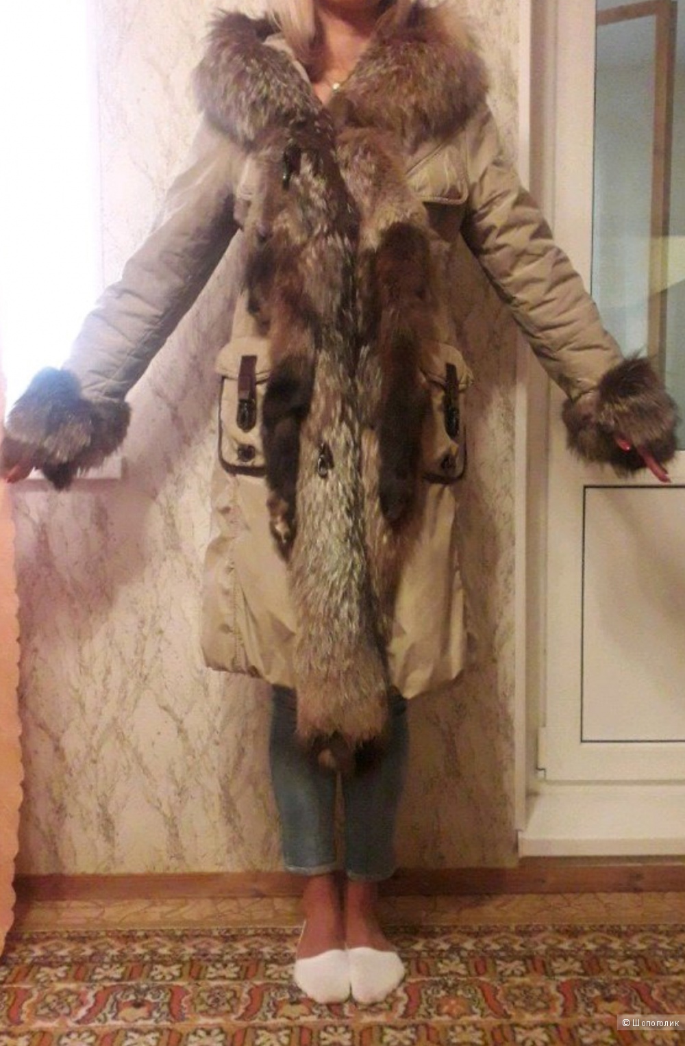 Пуховик CanadaSky с мехом волка, 48-50 р( XL)