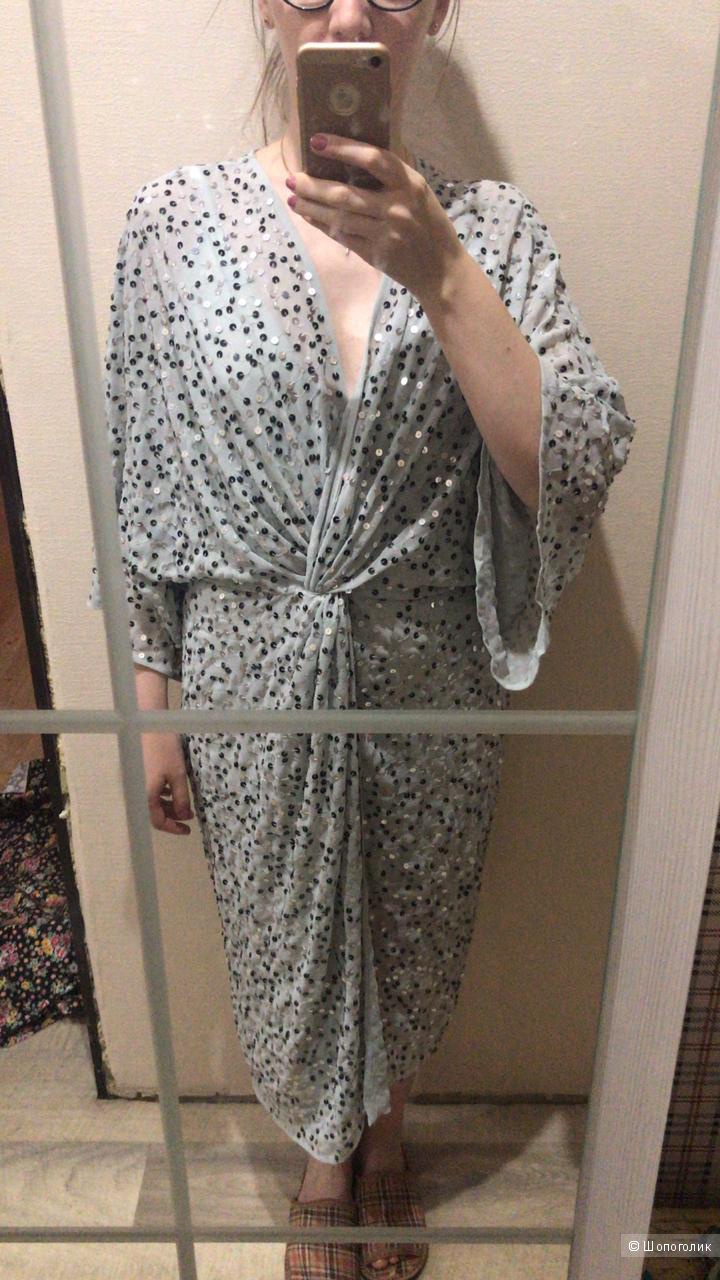 Платье - кимоно ASOS, размер UK 10, цвет Ice grey (серебристый)