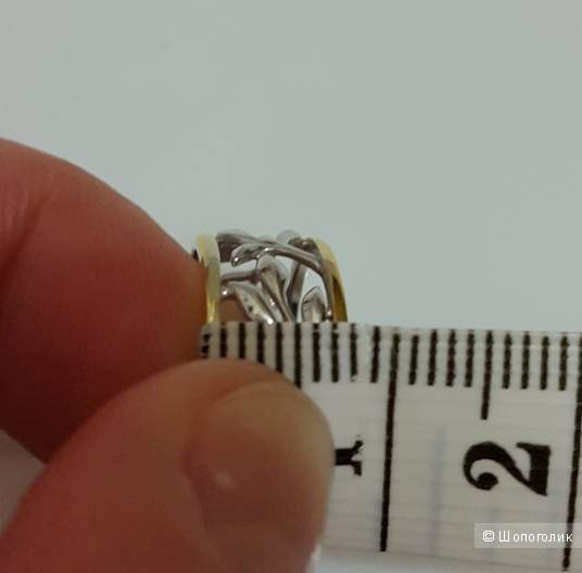 Кольцо из золочёного серебра Диамант 925 пробы, 16,5 размер.
