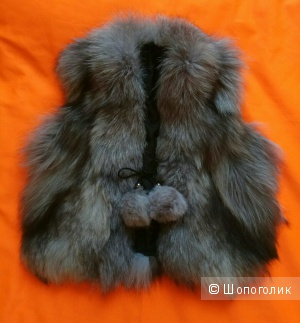 Меховой жилет из чернобурки,Fur Natural,детский,5-11