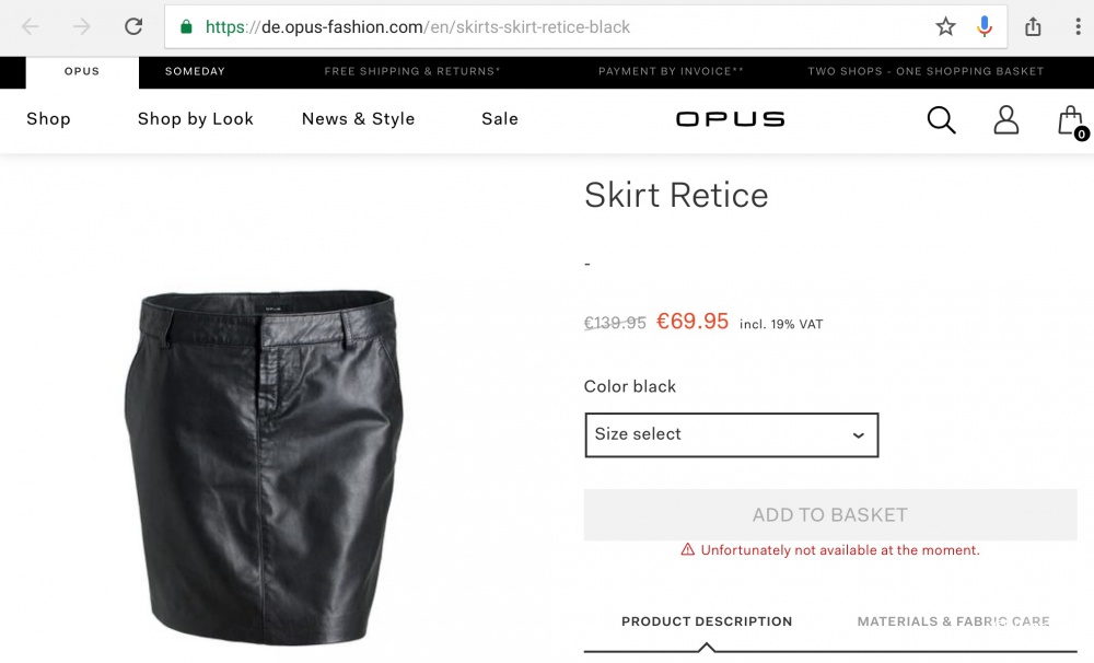 Кожаная юбка Opus, размер 40 euro.