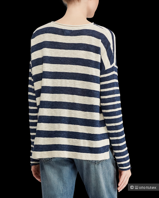 Джемпер RALPH LAUREN Striped Linen-Blend Sweater, S-L (оверсайз)