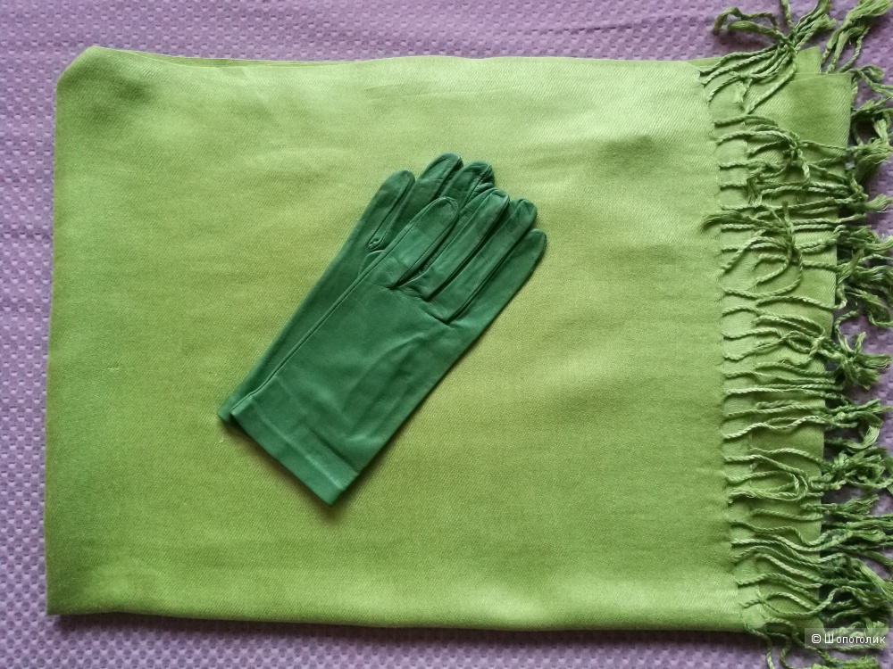 Кожаные перчатки Piumelli размер 7 и палантин Pashmina