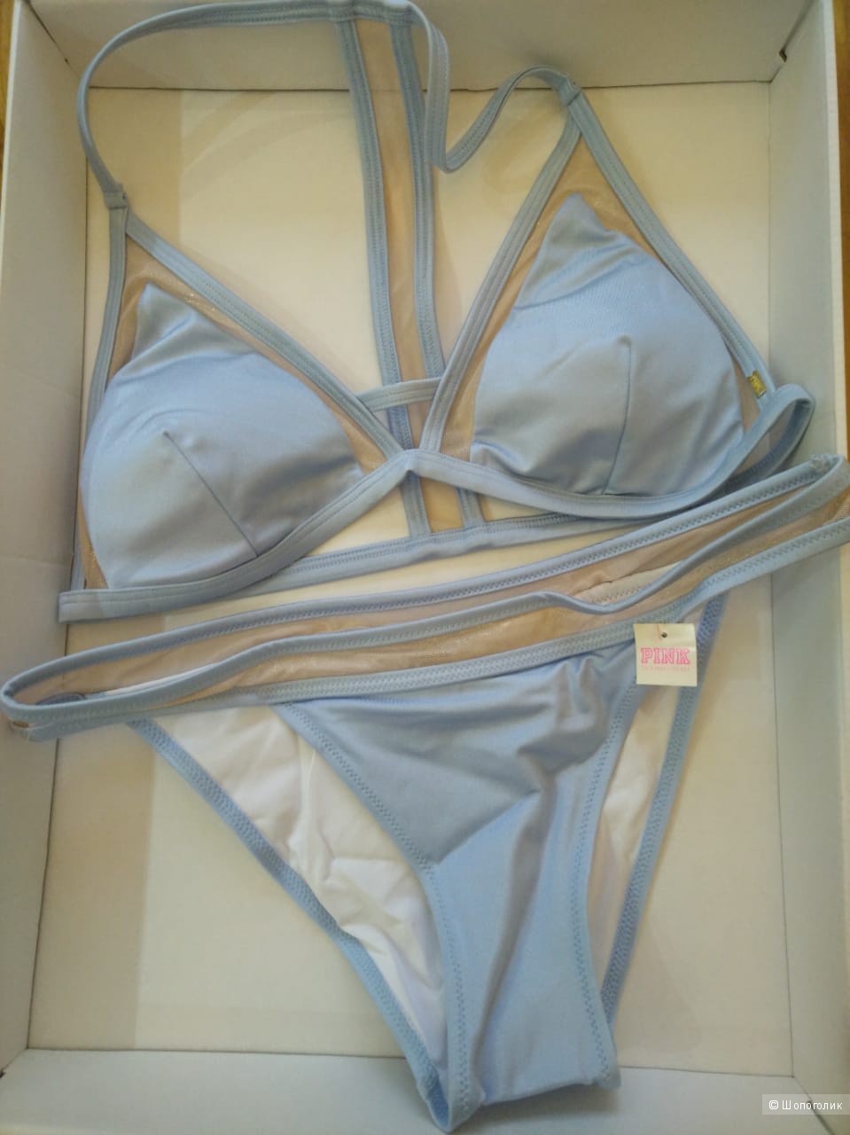 Купальник Victorias Secret PINK верх L низ M маломерит цвет голубой