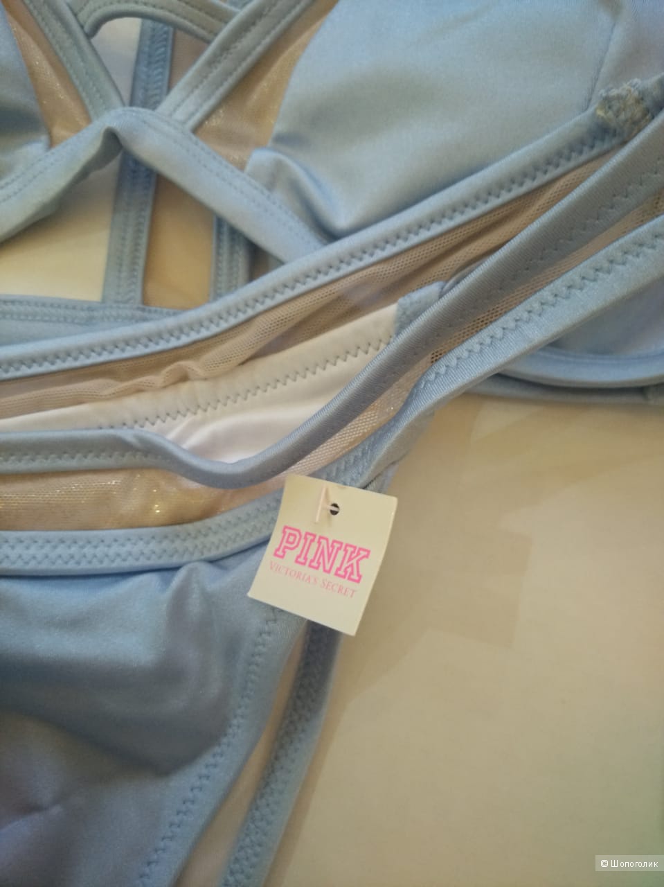 Купальник Victorias Secret PINK верх L низ M маломерит цвет голубой