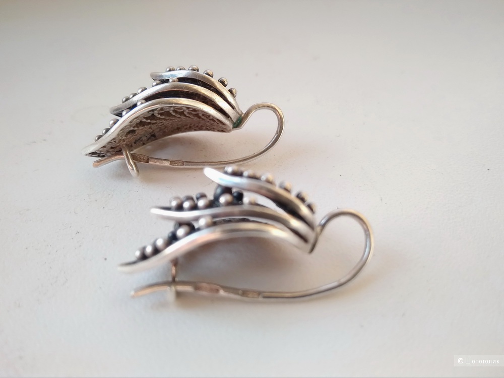 Комплект серьги и кольцо серебро 925