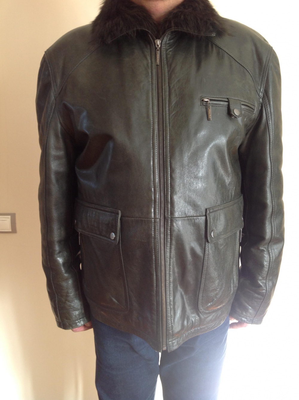 Зимняя кожаная куртка Jorg Weber, размер 54-56