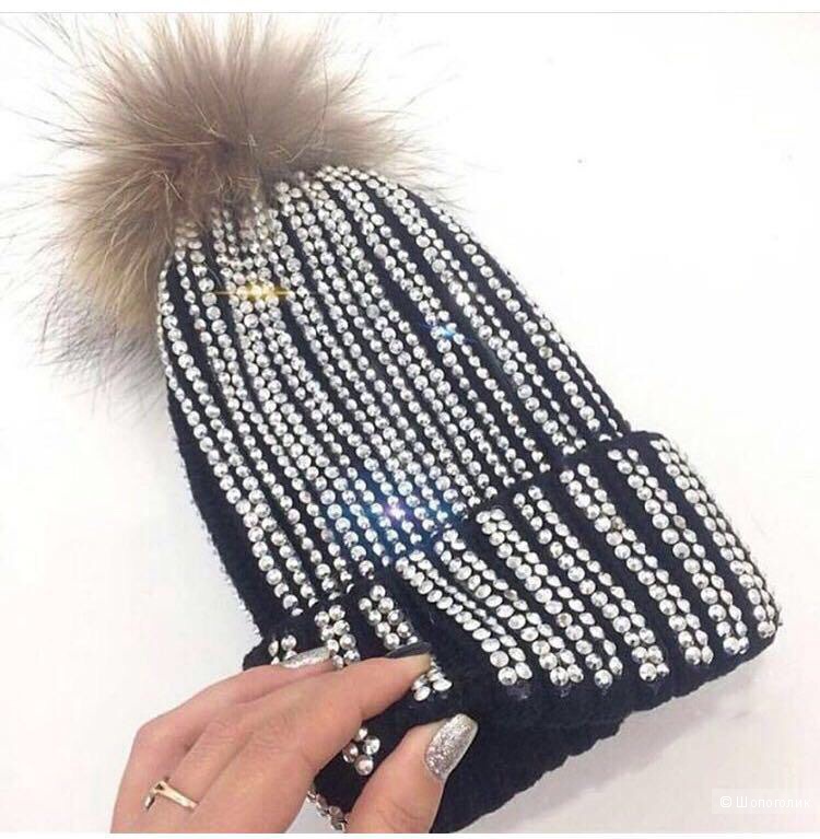 Шапка со стразами GLAMOUR, one size