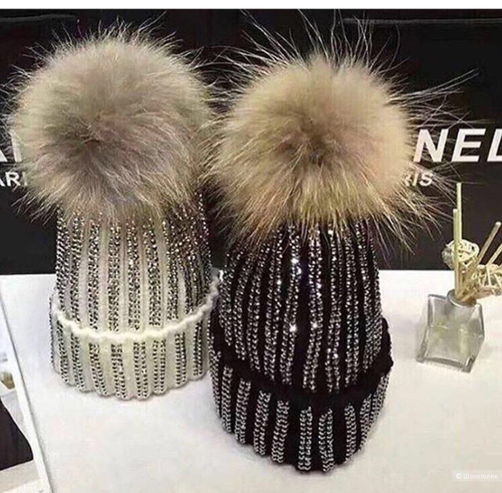 Шапка со стразами GLAMOUR, one size