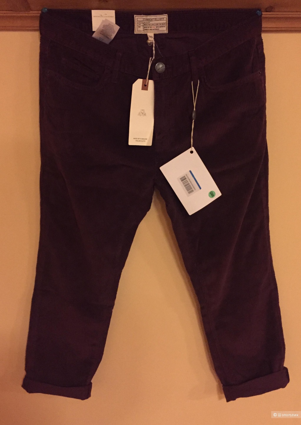 Вельветовые джинсы CURRENT/ELLIOTT ,размер 30