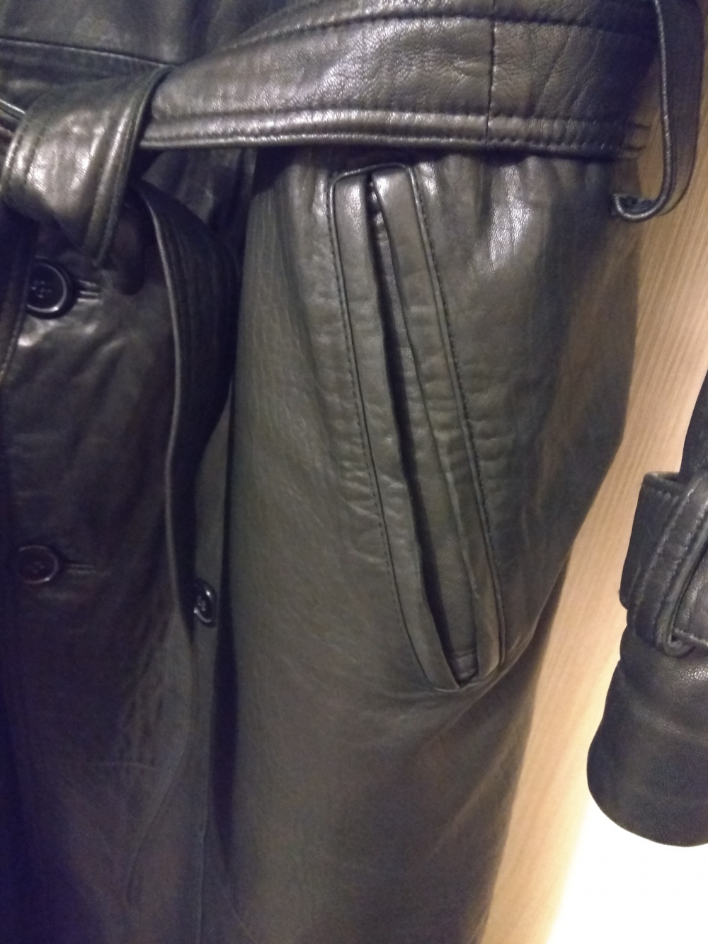 Кожаный плащ пальто SHIN SUNG KOREA размер L