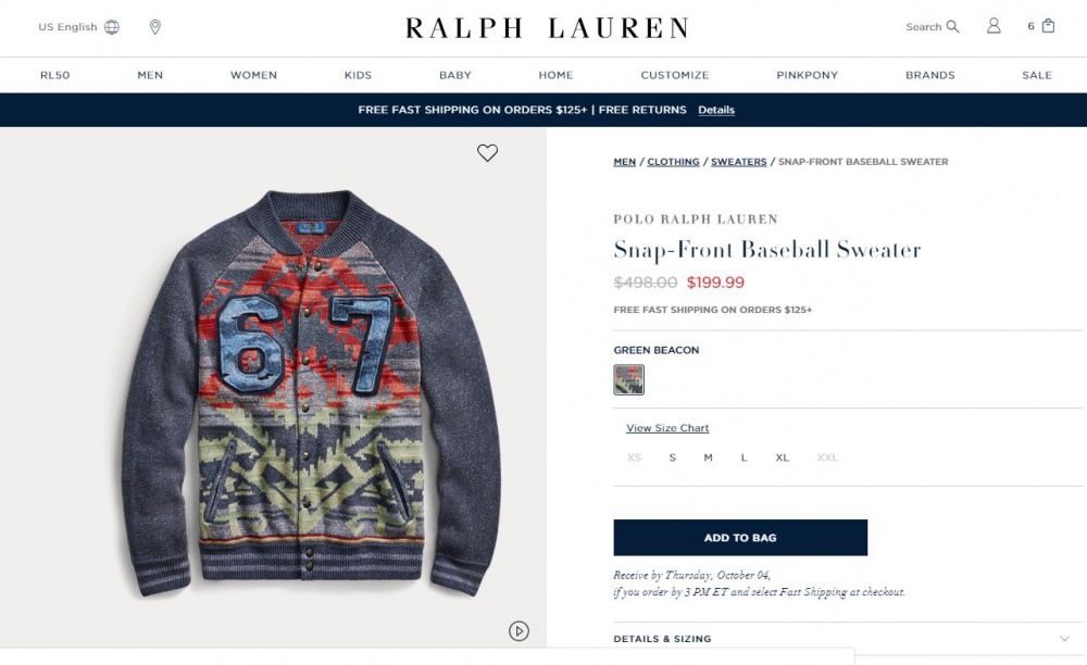 Худи Ralph Lauren размер М