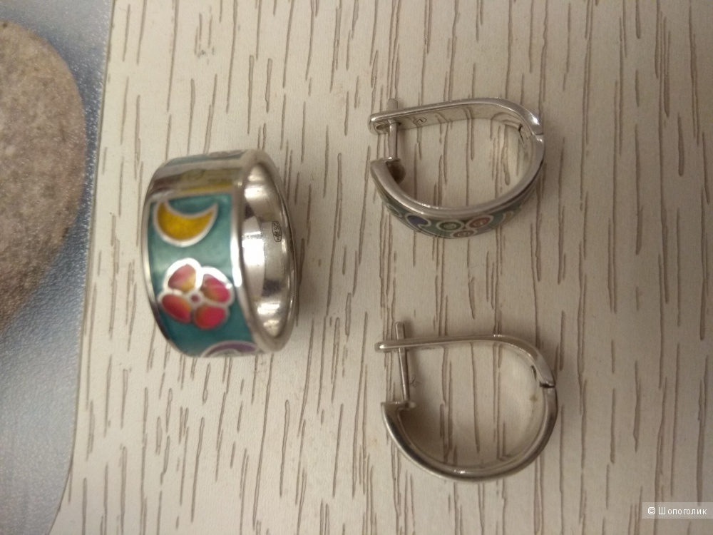 Комплект серьги и кольцо Вальтера, серебро, one size