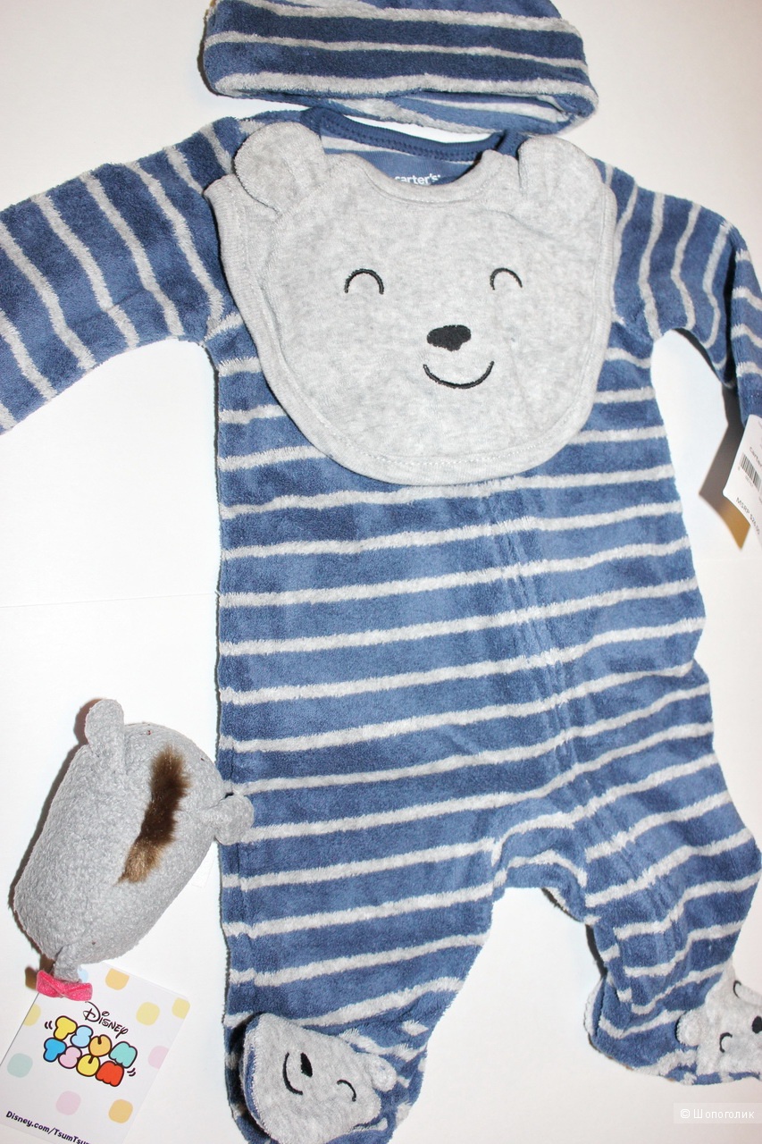 Набор Carters 3в1 с игрушкой Дисней, размер NB (55 см)
