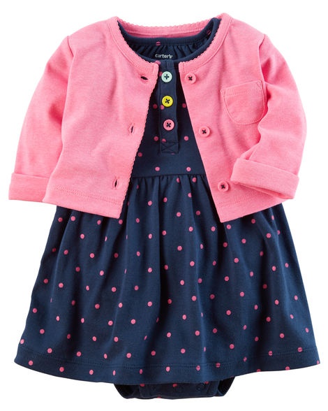 Комплект Carters из платья-боди и кардигана, размер 3м (61 см)