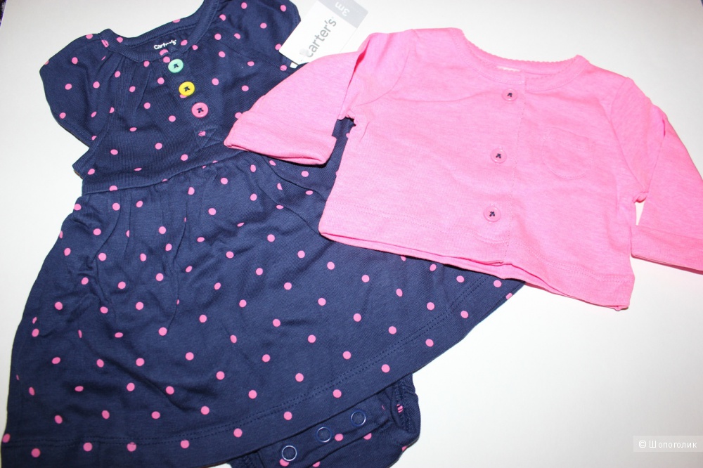 Комплект Carters из платья-боди и кардигана, размер 3м (61 см)