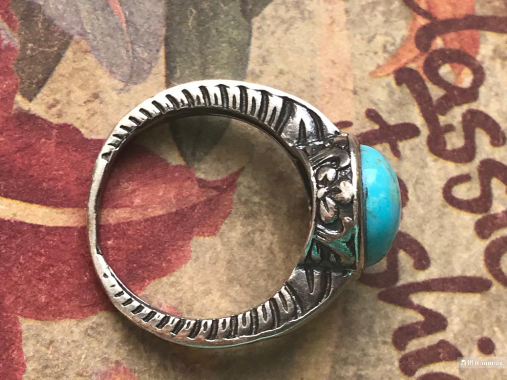Кольцо из серебра с бирюзой, размер 17.