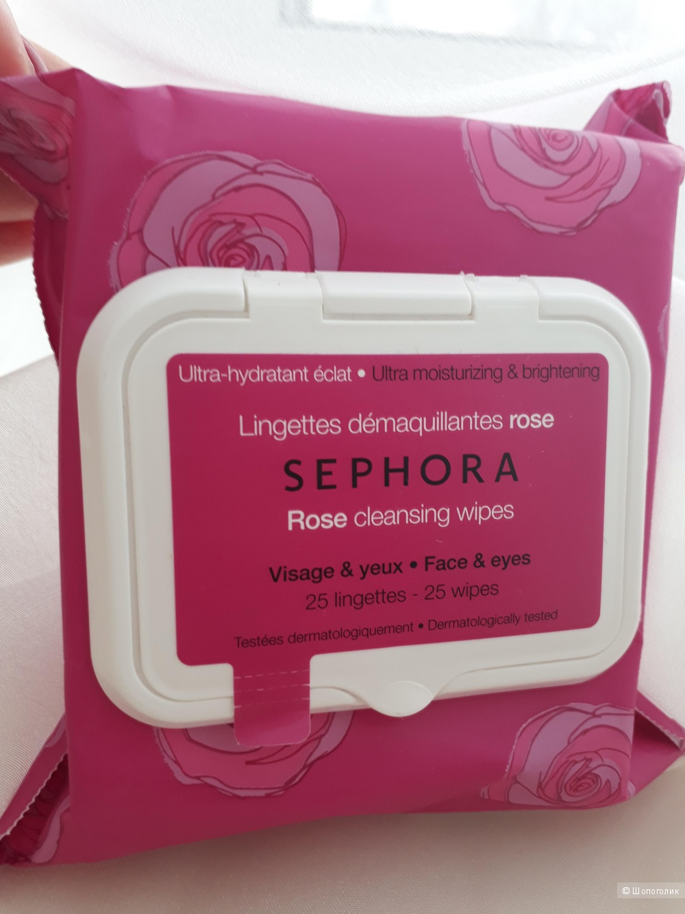 Sephora салфетки для снятия макияжа 25 шт. Роза