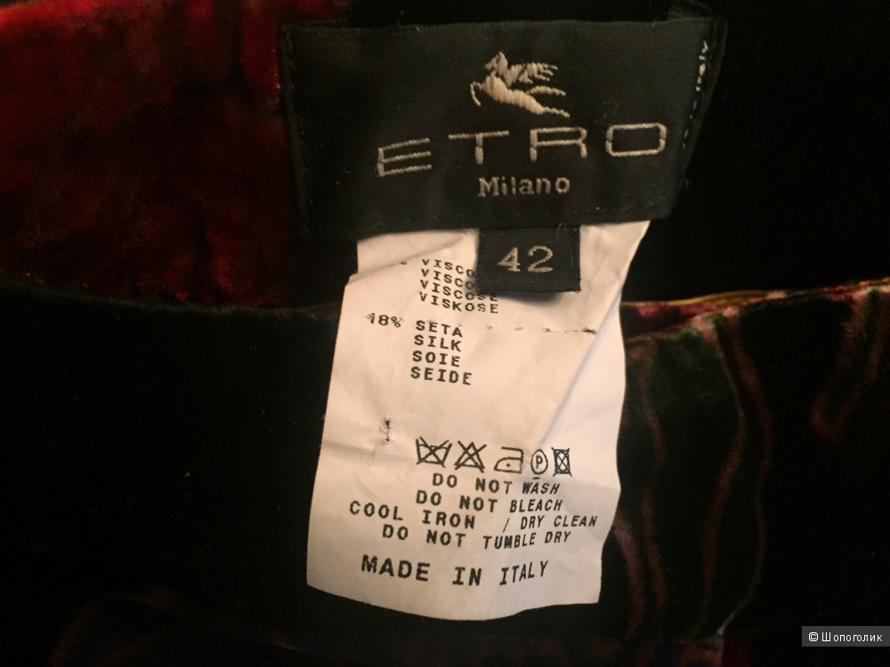 Бархатные брюки свободного кроя с цветочным узором ETRO.   Размер 42