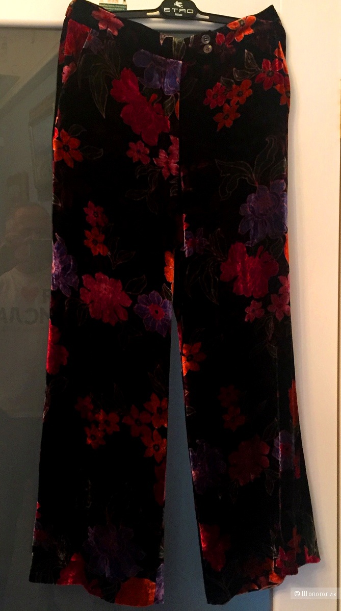 Бархатные брюки свободного кроя с цветочным узором ETRO.   Размер 42