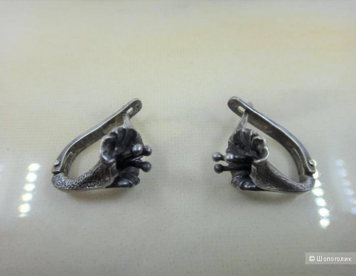 Серьги серебро, 875 проба