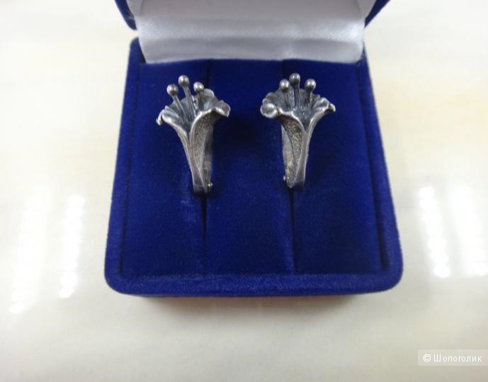 Серьги серебро, 875 проба