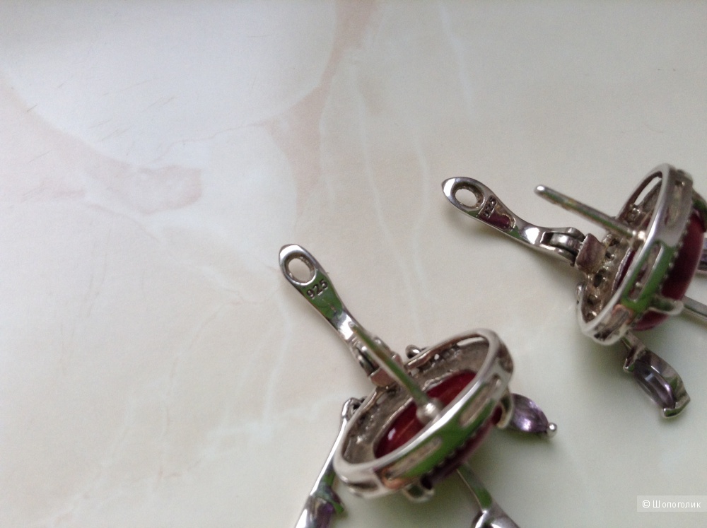 Серебряные серьги с тигровым (бычьим) глазом