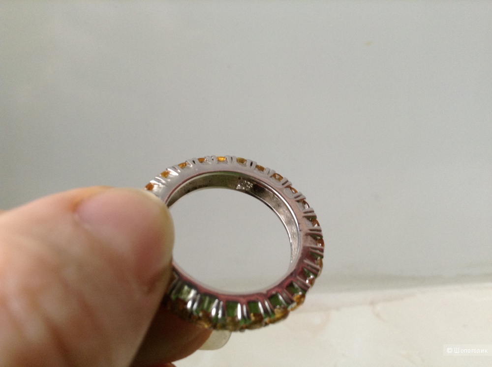 Серебряное кольцо с цитринами, 19 размер
