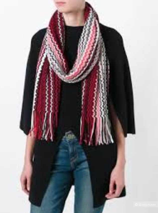 Шарф Missoni zig zag crochet knit fringed