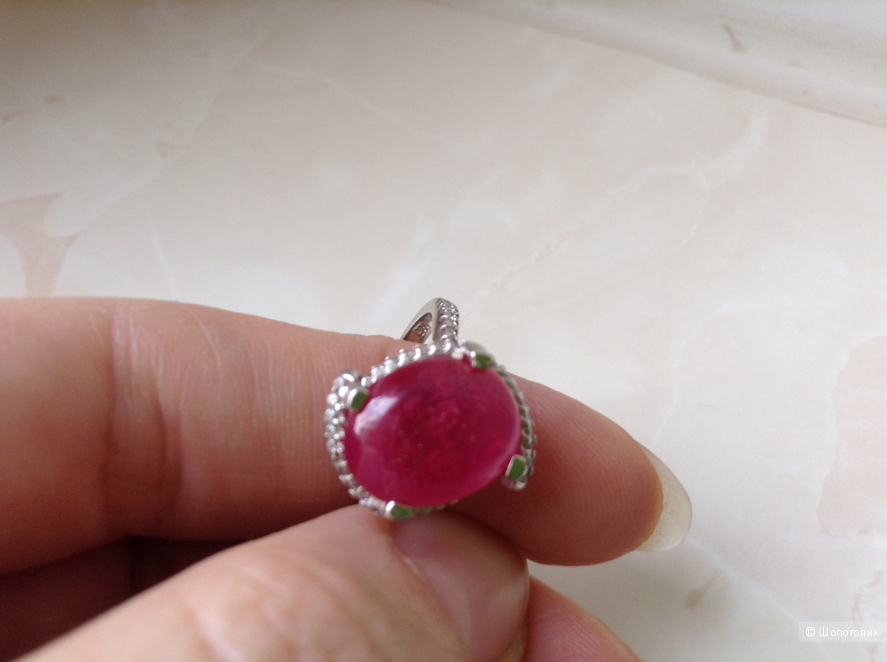 Серебряное кольцо с натуральным рубином, 18,5 размер