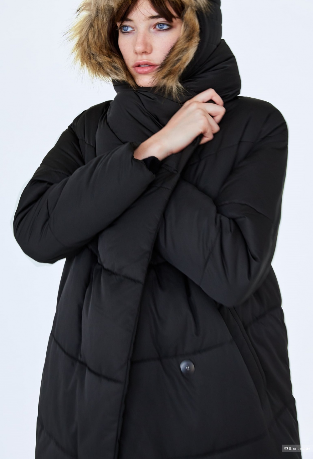 Стеганое пальто- пуховик одеяло  ZARA, размер S-M