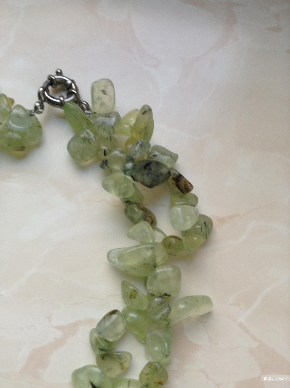 Ожерелье из натурального зеленого граната, 44 см