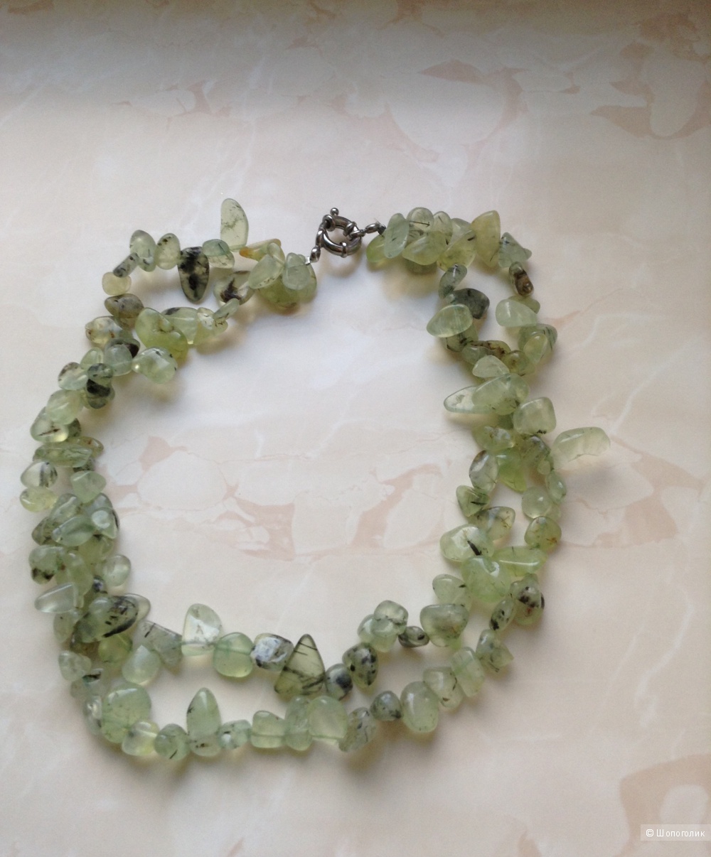 Ожерелье из натурального зеленого граната, 44 см