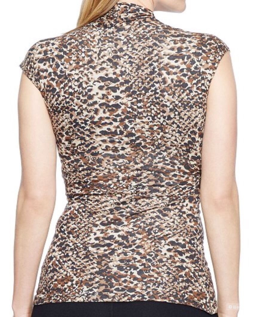 RALPH LAUREN 2X Black/Brown/Tan Animal Viscose Surplice Jersey
