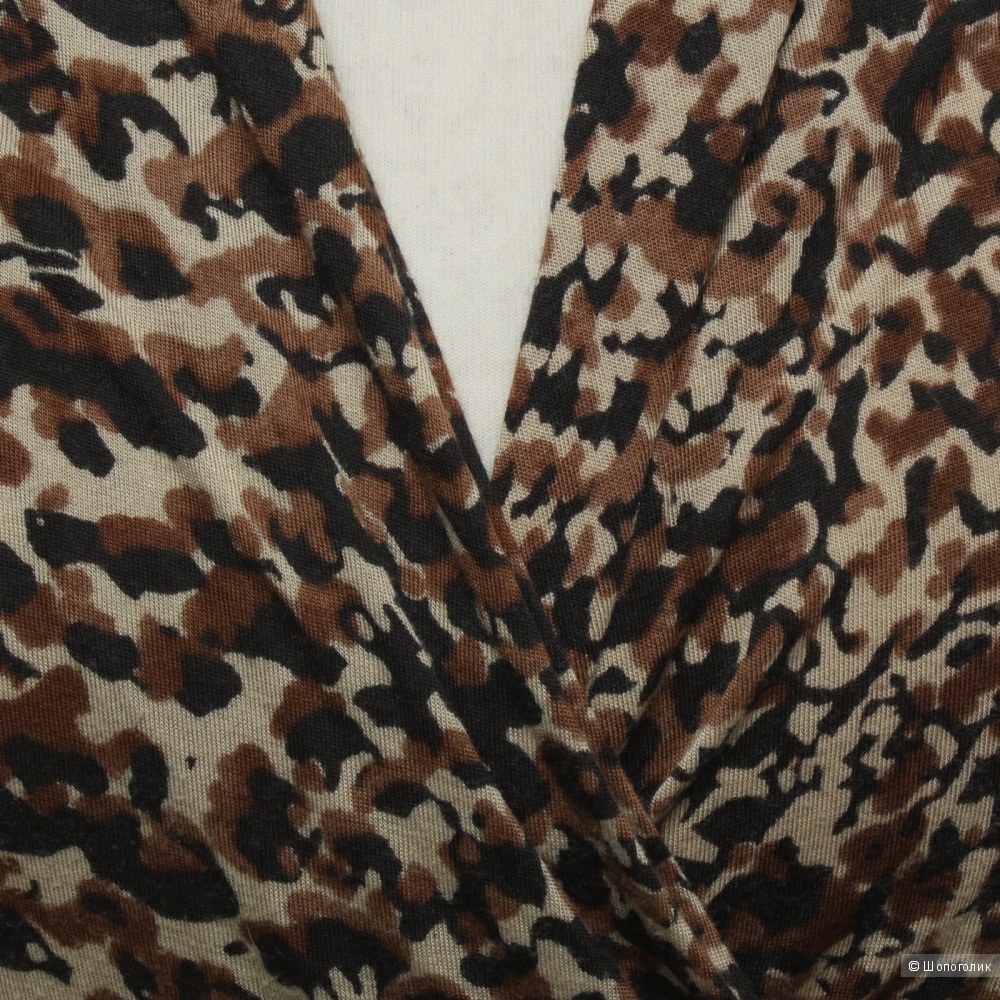 RALPH LAUREN 2X Black/Brown/Tan Animal Viscose Surplice Jersey