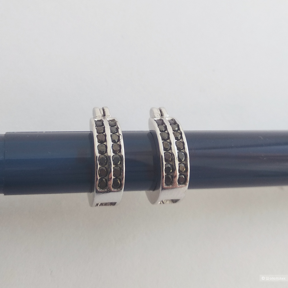 Серьги "Black Awn", серебро 925, цирконы one size