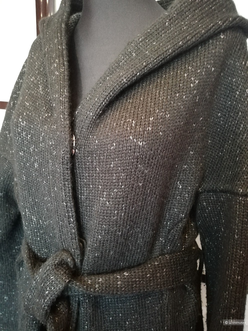 Вязаное пальто с чернобуркой Elena Fur,  размер 46-48