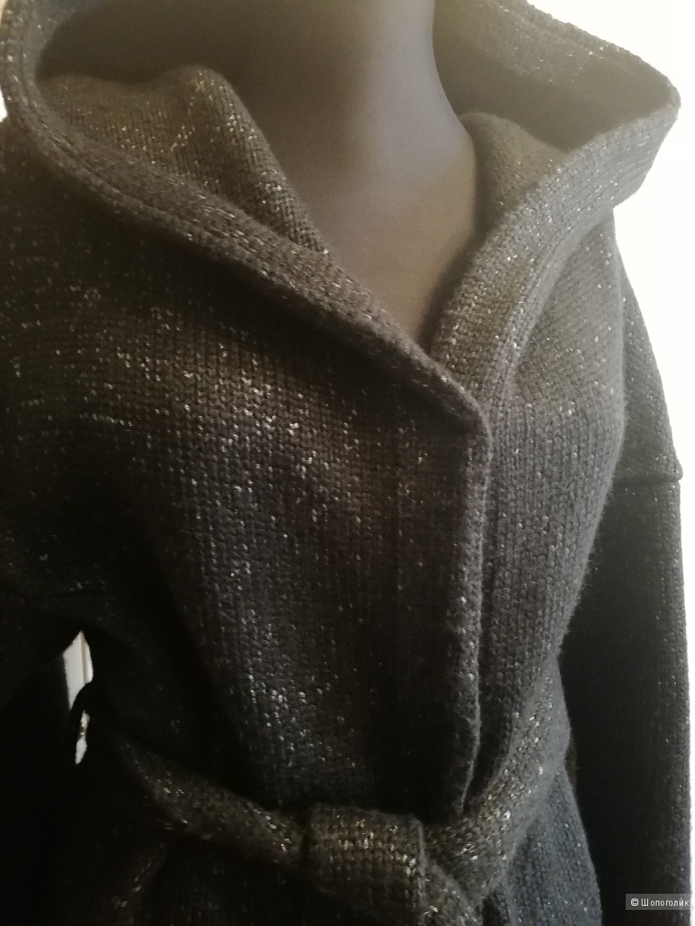 Вязаное пальто с чернобуркой Elena Fur,  размер 46-48