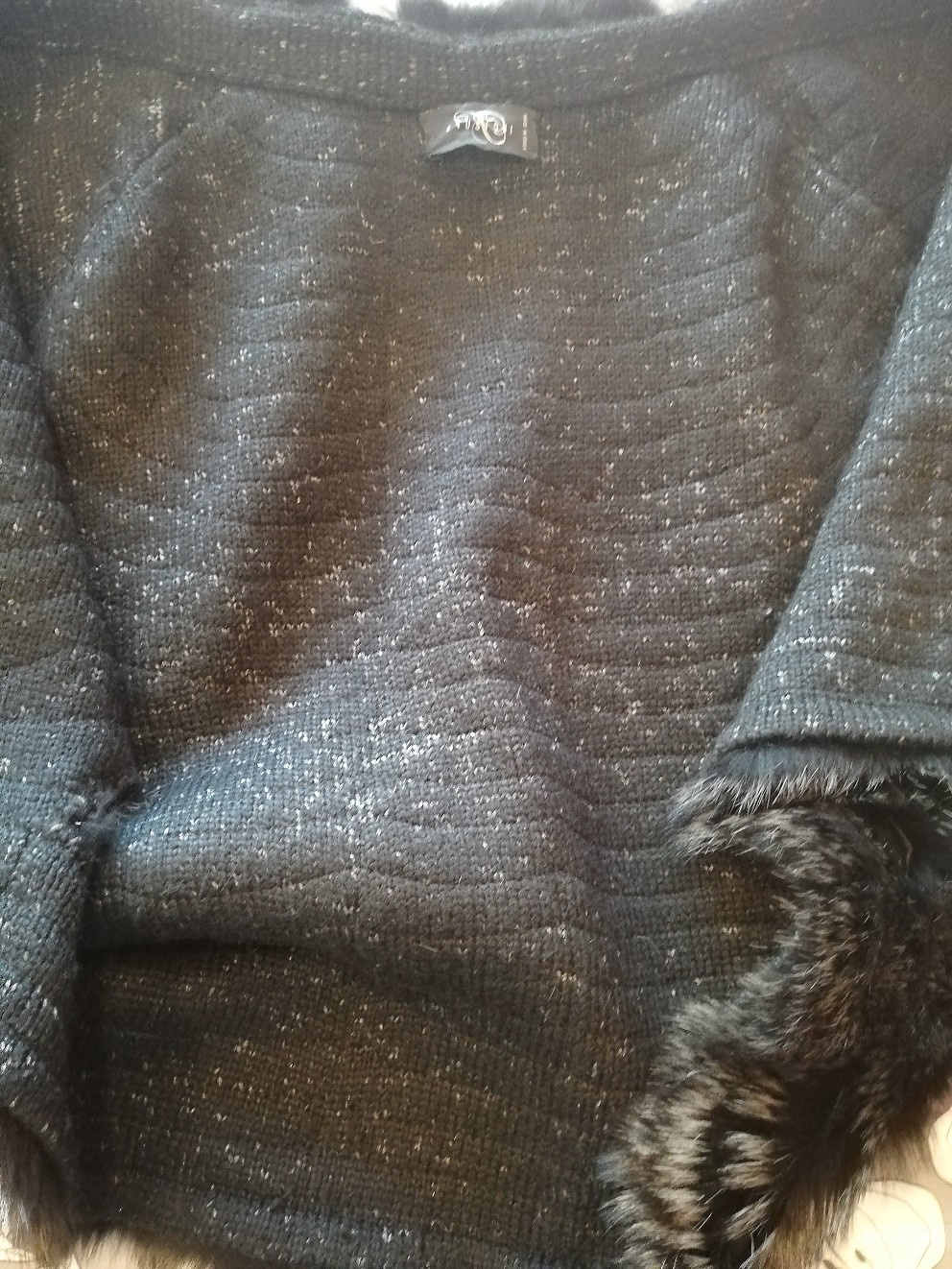 Вязаное пальто с чернобуркой Elena Fur,  размер 46-48