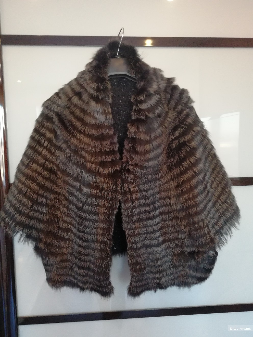 Вязаное пальто с чернобуркой Elena Fur,  размер 46-48