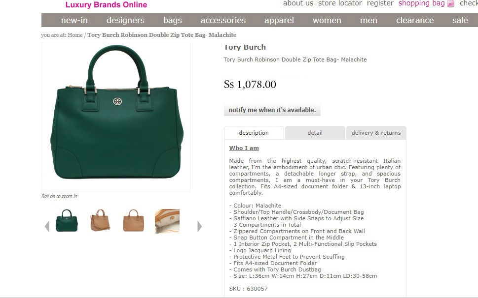 Сумка-тоут женская, Tory Burch Robinson Double Zip, medium.