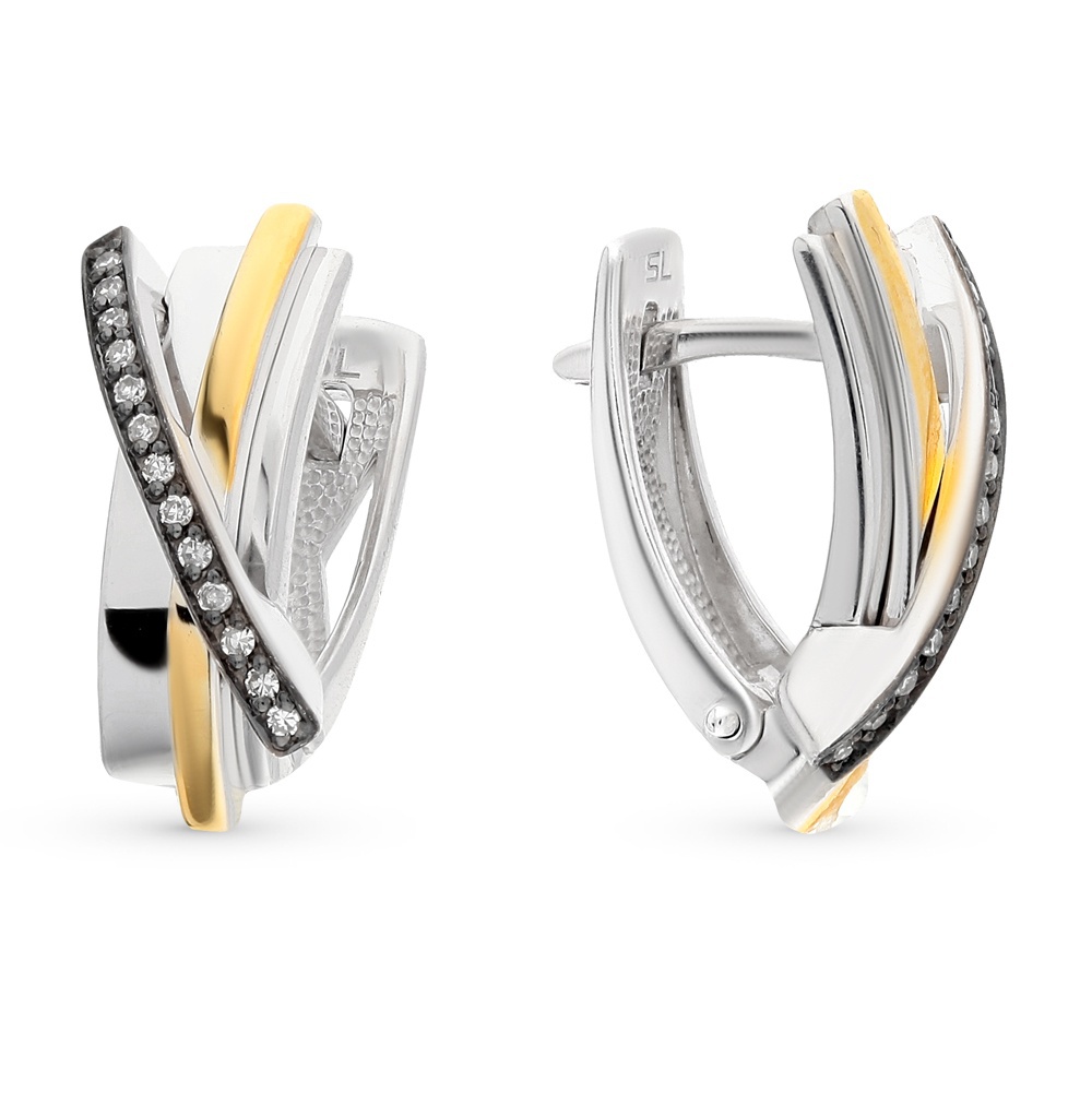 Серьги золотые 585 пробы с бриллиантами