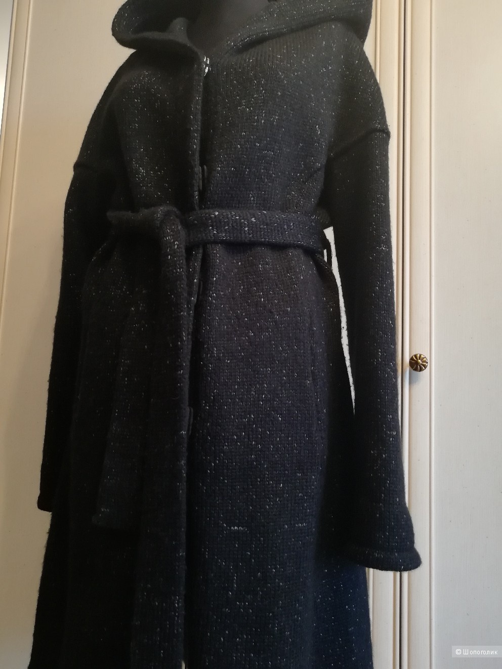 Вязаное пальто с чернобуркой Elena Fur,  размер 46-48